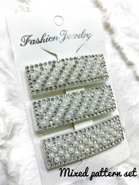 White sparkle hair clips