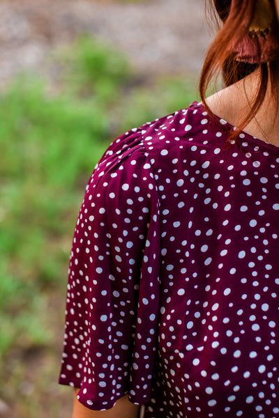 Burgundy Polka Dot Top
