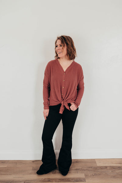 Mauve Elbow Patch Top