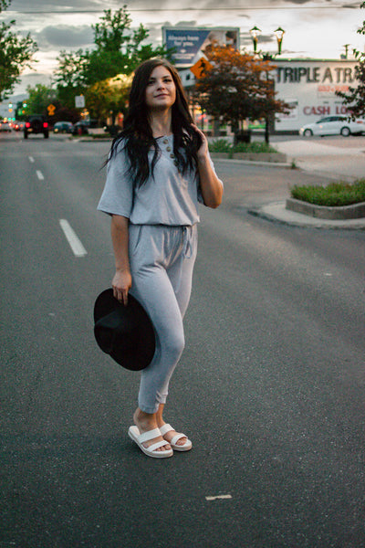 Gray Jumpsuit with jogger bottoms
