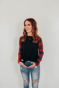 Plaid Sleeve Top
