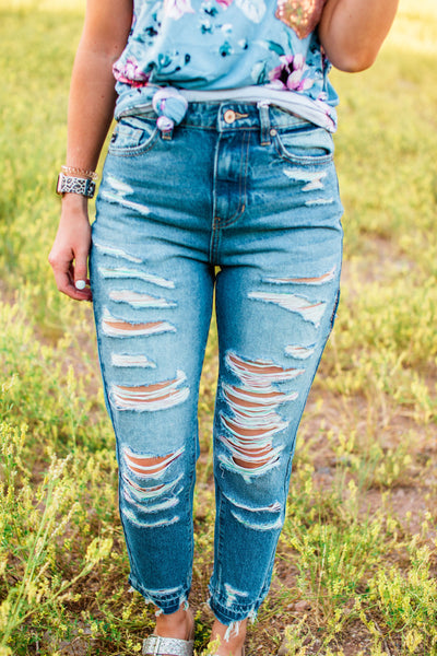 Kan Can Distressed Mom Jeans