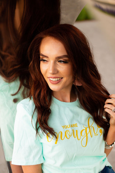 Plus Size You Are Enough Tee in Mint