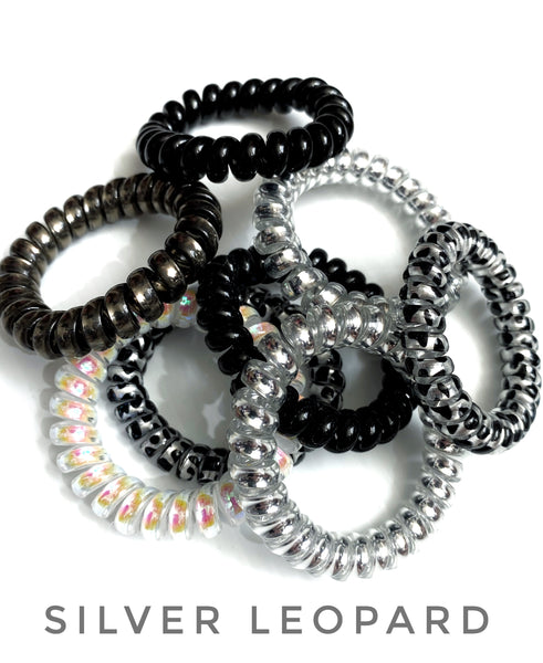 Silver leopard hair coils set of 8