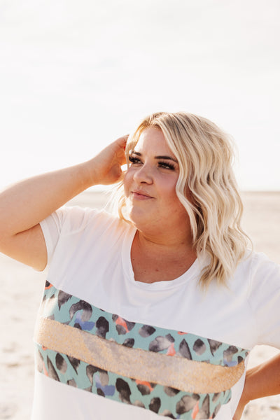 The Pretty Glitter and Leopard Striped Top