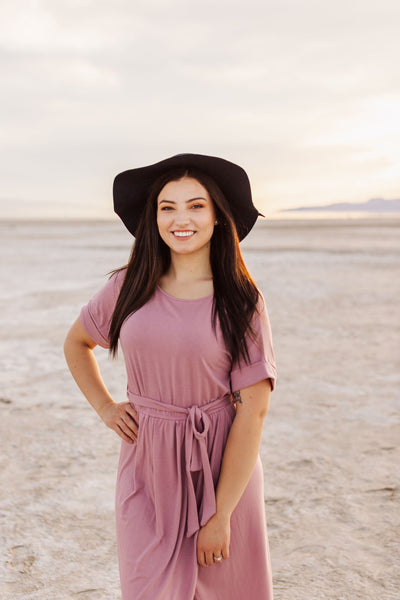 Mauve Tie Slit Dress
