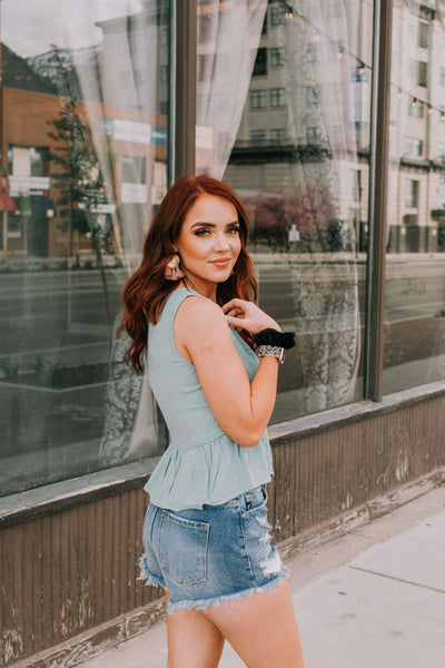 Sage Blue Cropped Tank