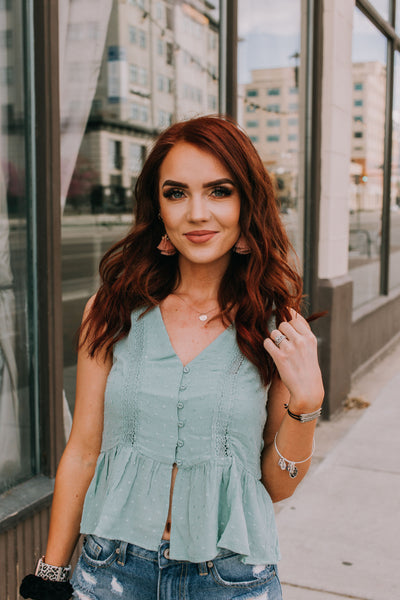 Sage Blue Cropped Tank