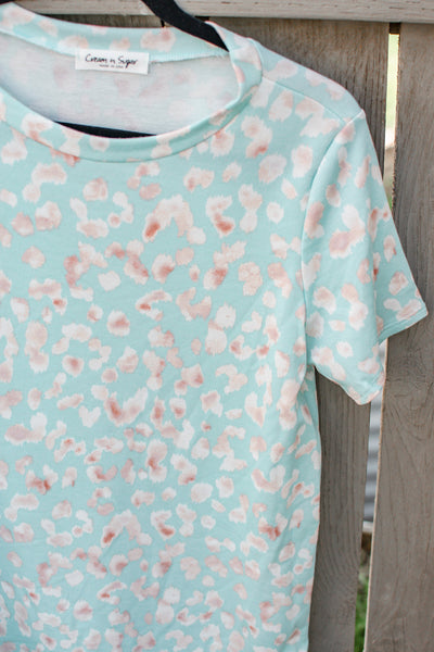 Mint Leopard Tunic Top