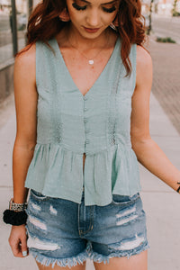 Sage Blue Cropped Tank