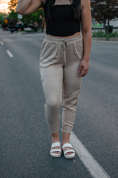 Taupe Joggers w/ Cargo Pockets
