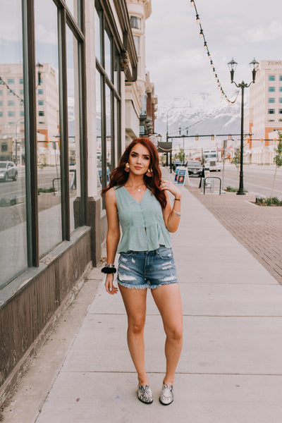 Sage Blue Cropped Tank
