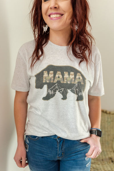 Mama Bear white fleck graphic tee
