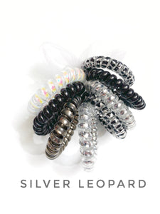 Silver leopard hair coils set of 8