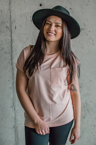 The Stacey - Oversized Pink Pocket Top