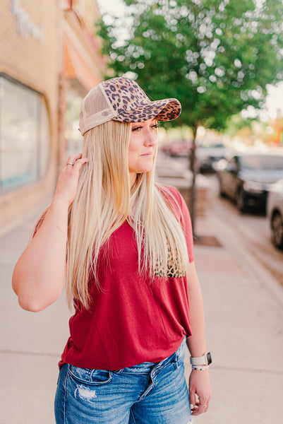 Leopard print CC ponytail hat