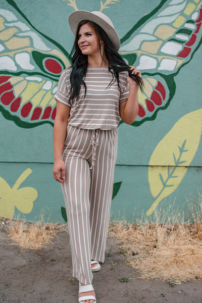 Ash Mocha Striped jumpsuit