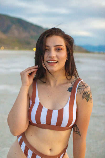 Hot Babe Thick Striped Bikini