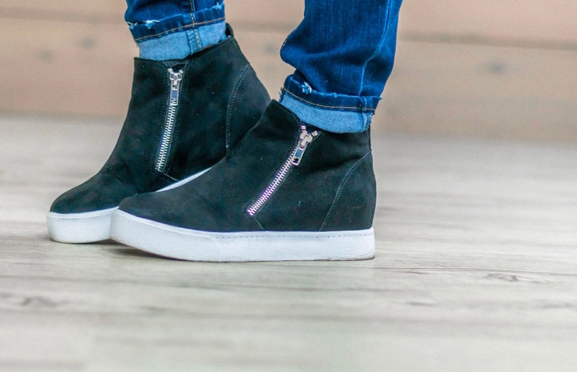 Black Wedge Sneakers