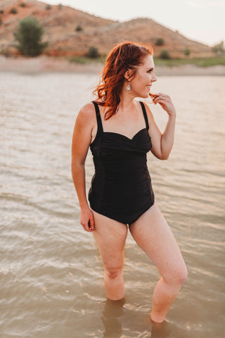 Black two piece swimsuit