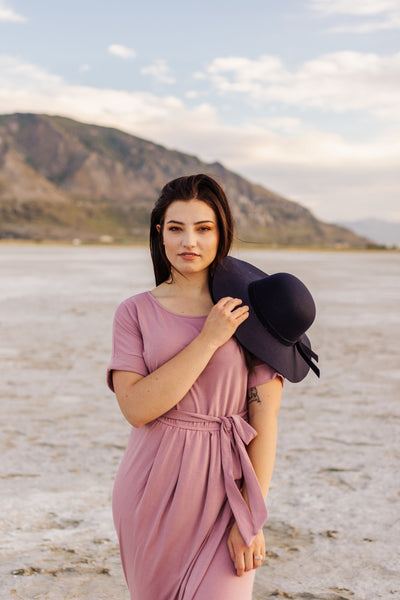 Mauve Tie Slit Dress