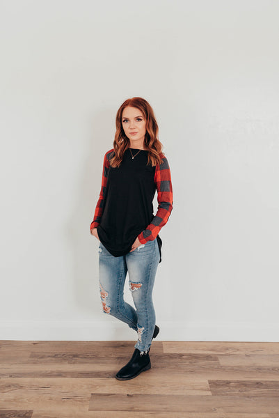Plaid Sleeve Top