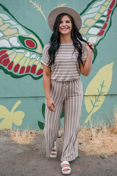 Ash Mocha Striped jumpsuit