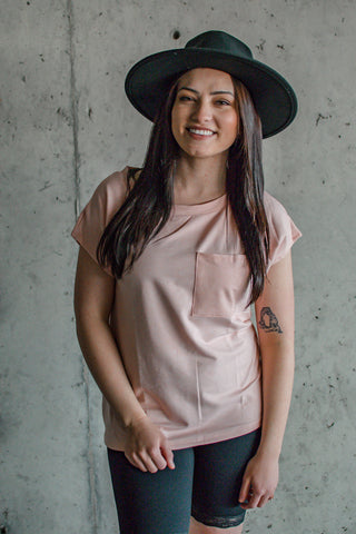The Stacey - Oversized Pink Pocket Top