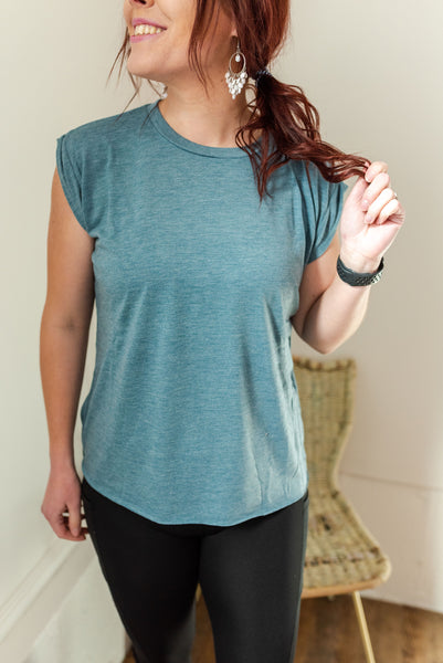 Teal workout high low muscle tee