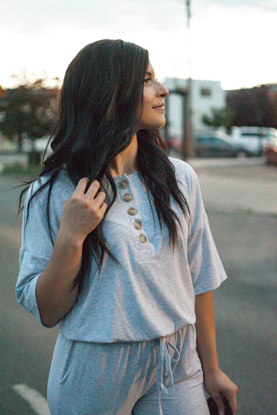 Gray Jumpsuit with jogger bottoms