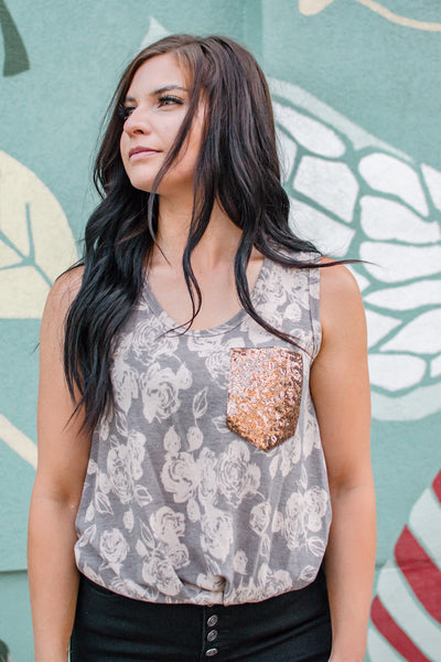 The Rose - Floral Glitter Top