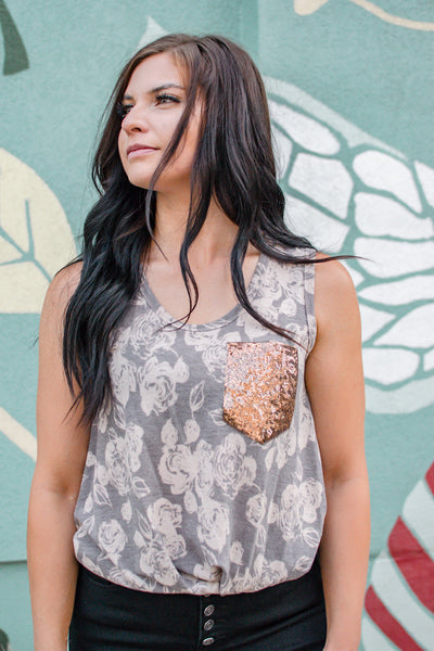 The Rose - Floral Glitter Top