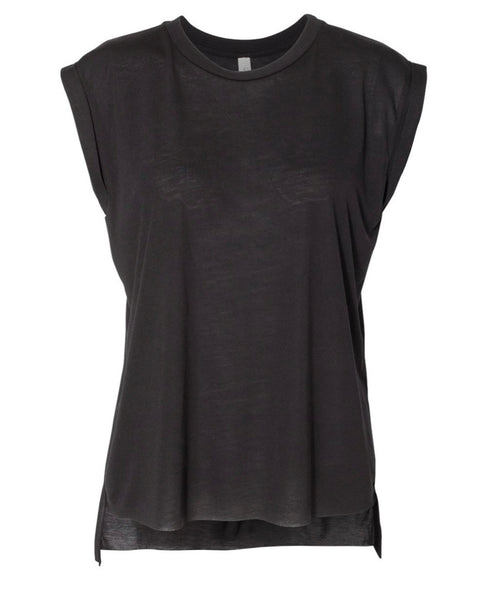 Black workout high low muscle tee