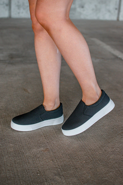 Basic Everyday Black Slip On Sneakers