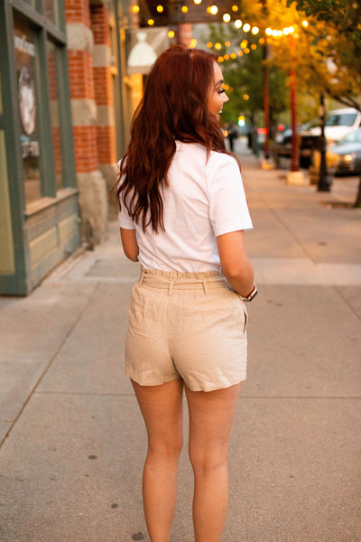 Ashley’s Fav Paper Bag Shorts in Tan