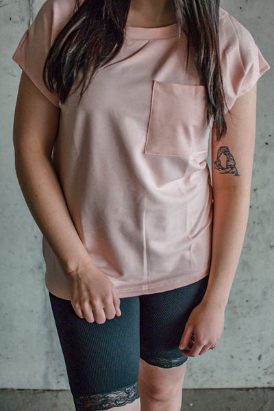 The Stacey - Oversized Pink Pocket Top