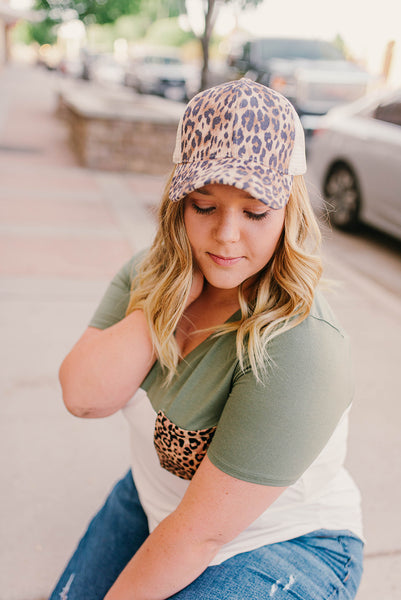 Leopard print CC ponytail hat