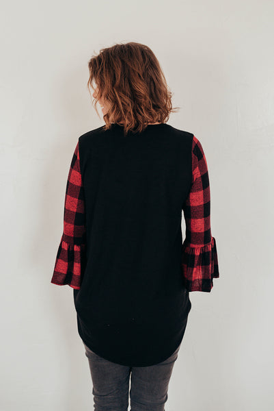Plaid Bell Sleeve Top