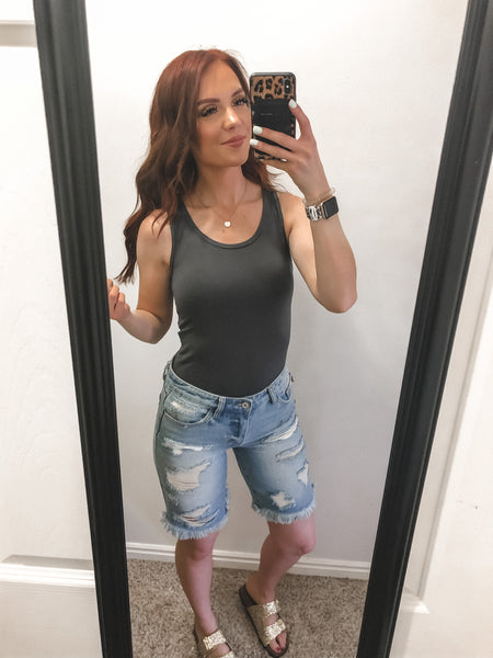 Charcoal Bodysuit Tank Top
