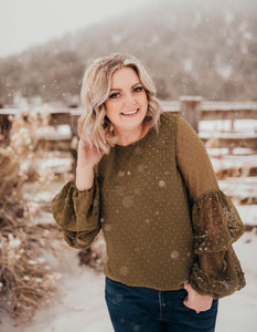 Olive chiffon shirt