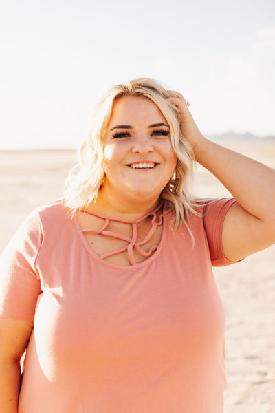 Mauve Pink Criss Cross Top