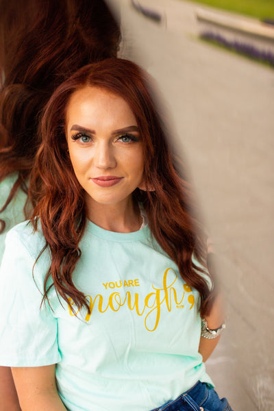 Plus Size You Are Enough Tee in Mint