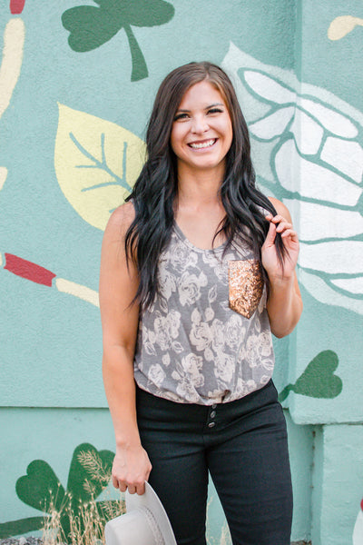 The Rose - Floral Glitter Top