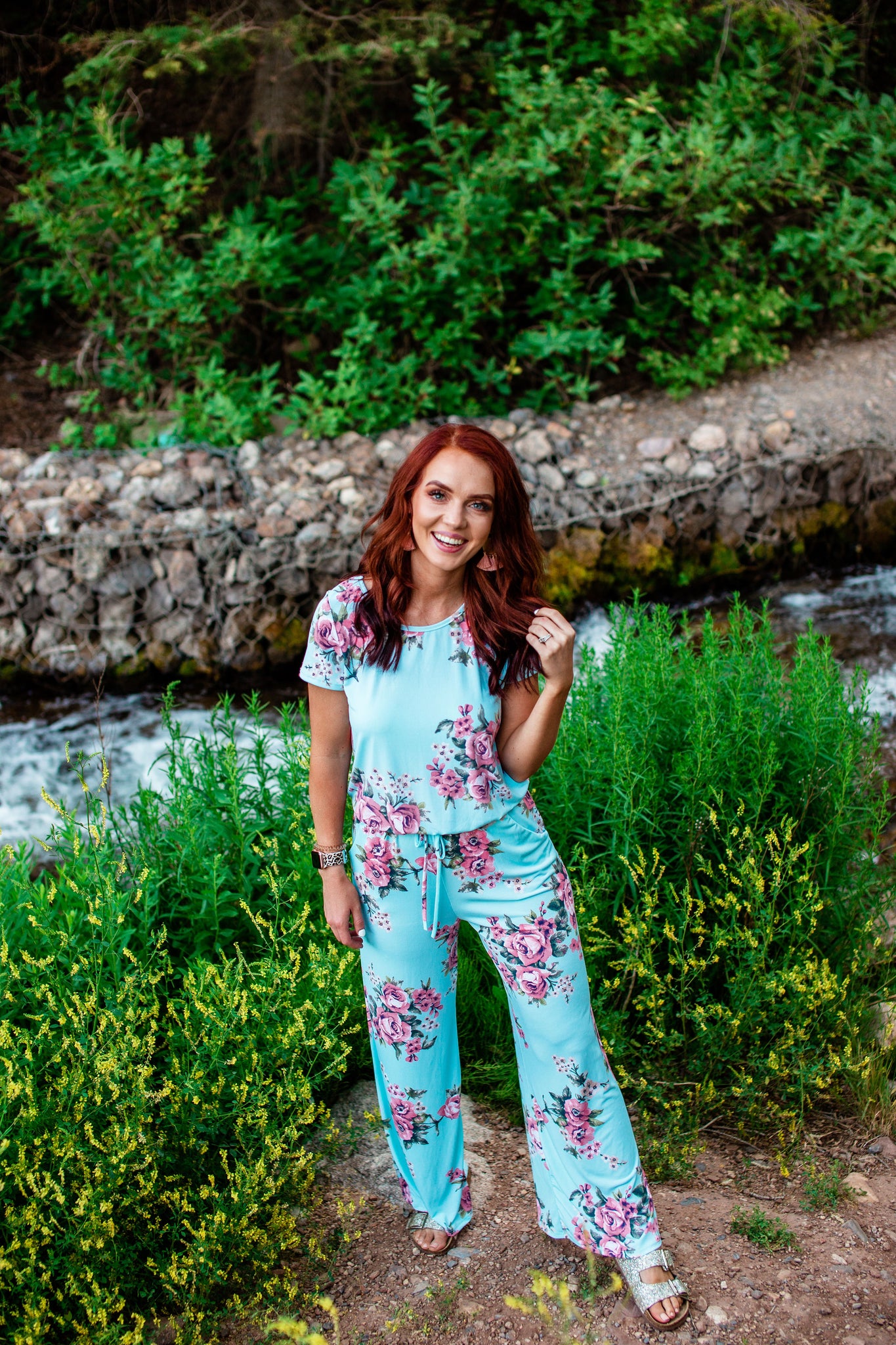 Sky Blue Floral Jumpsuit