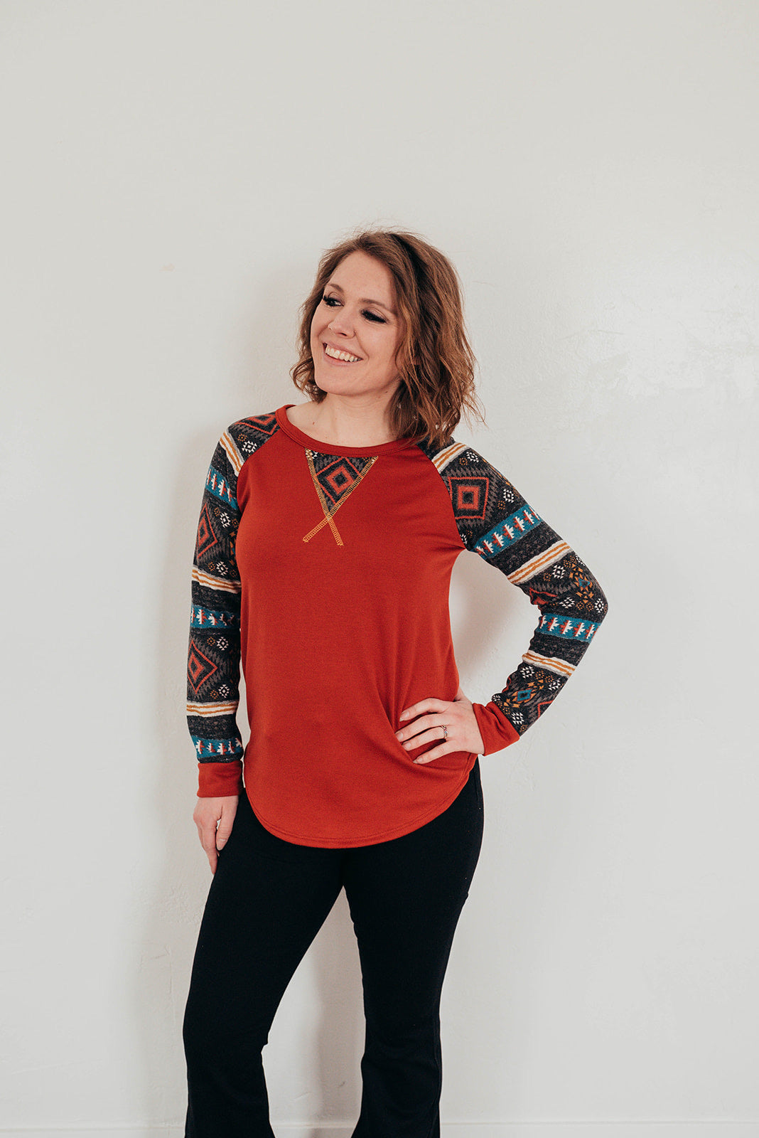 Rust Aztec Top