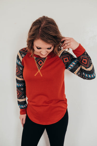Rust Aztec Top