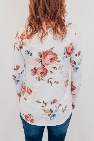 White floral criss cross shirt