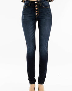 Dark wash button fly kancan jeans