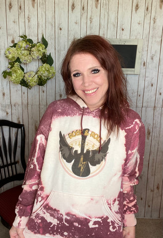Rock and roll distressed hoodie
